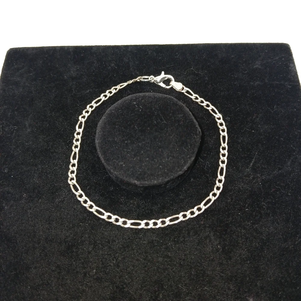 Sterling Silver Figaro Bracelet Size 8 3.2mm​​